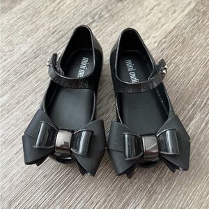 Mini Melissa Black Dress Shoes with Bow